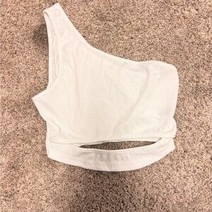 SHEIN White One-Shoulder Crop Top